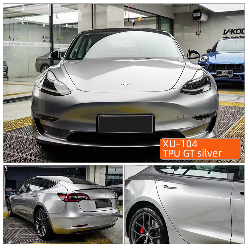 TPU GT srebra 1,52*17m Super Glossy Auto wrap Anti-Scratch Self-Healing Transparent Paint TPU PPF Film ochronny Roll Film ochronny samochodowy